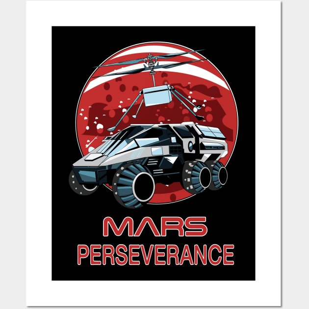 Mars Helicopter and perseverance rover. Wall Art by bry store